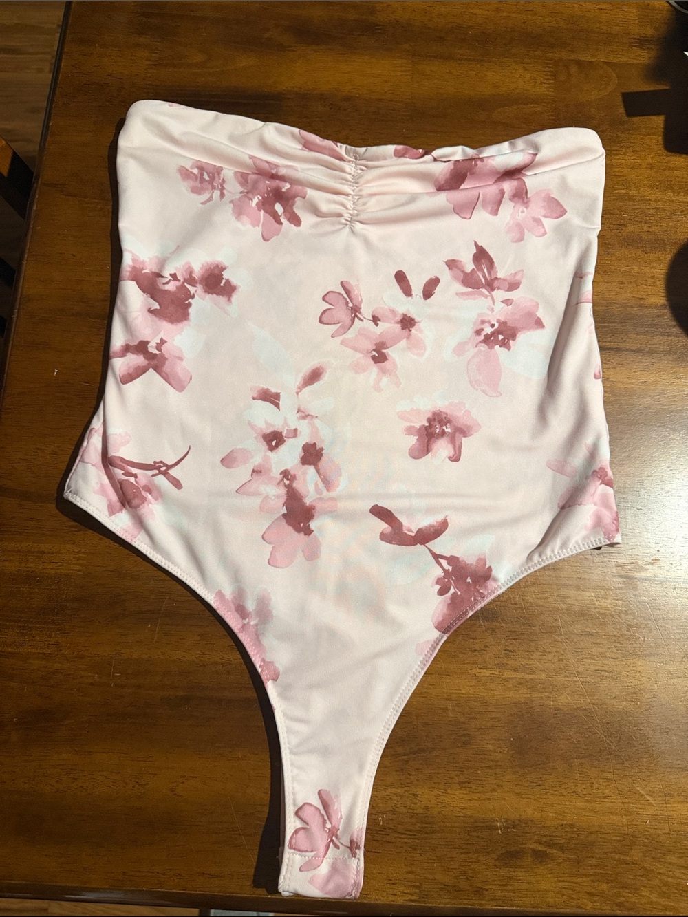 Rue21 Pink Floral Strapless Bodysuit